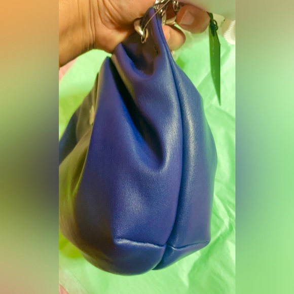Kendall+Kylie Navy Blue Slouch Purse Silver Link Strap NWT - Picture 8 of 14